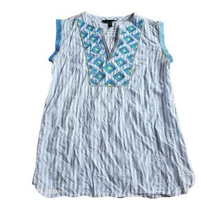 J crew womens Sz 0 multicolor sunburst embroidered striped top